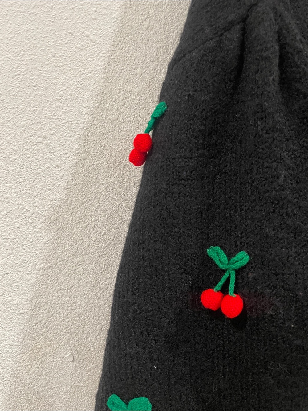 FARM Rio Anthropologie Crochet Cherry Embroidered Sweater Black Cardigan XS - Picture 8 of 15